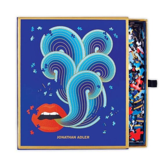 Jonathan Adler Sexy Lips With Smoke 750 Piece Jigsaw Puzzle Unique Shape NIB - Picture 1 of 3